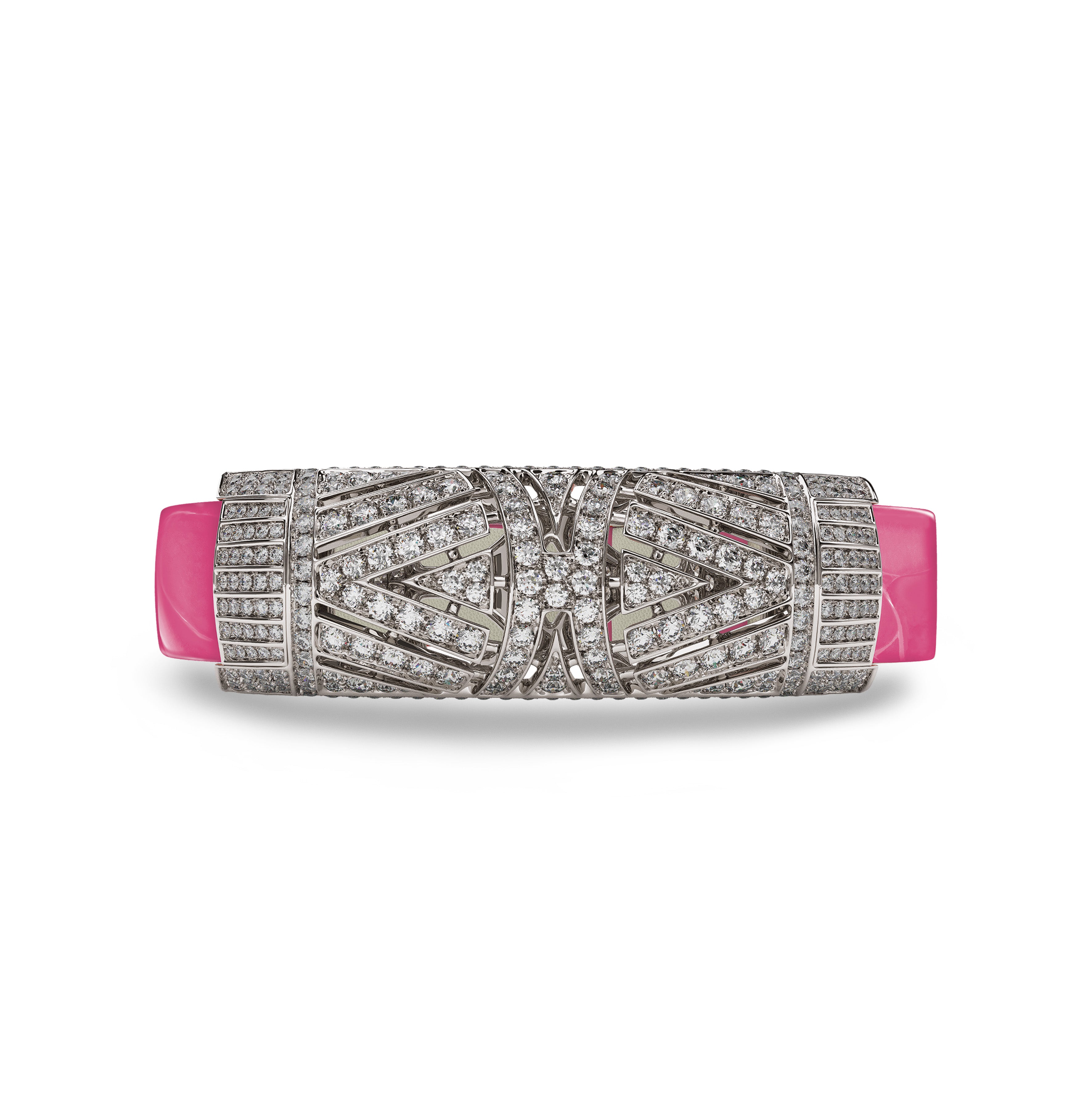 Art Deco Cleopatra Diamonds Bracelet Light Pink