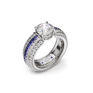 Five Senses Vision Blue Sapphires Engagement Ring