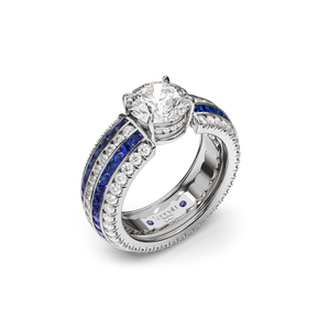 Five Senses Tactile Blue Sapphires Engagement Ring