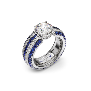 Five Senses Echo Blue Sapphires Engagement Ring