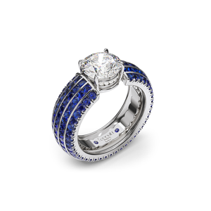 Five Senses Aroma Blue Sapphires Engagement Ring