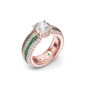 Five Senses Tactile Emeralds Engagement Ring