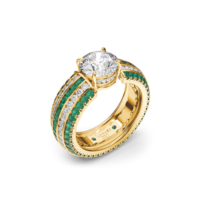 Five Senses Echo Emeralds Engagement Ring