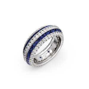 Five Senses Tactile Blue Sapphires Wedding Ring