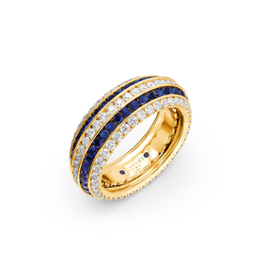 Five Senses Tactile Blue Sapphires Wedding Ring