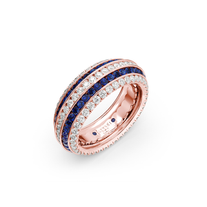 Five Senses Tactile Blue Sapphires Wedding Ring