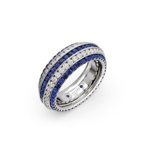 Five Senses Echo Blue Sapphires Wedding Ring