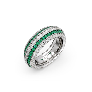 Five Senses Tactile Emeralds Wedding Ring