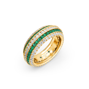 Five Senses Tactile Emeralds Wedding Ring