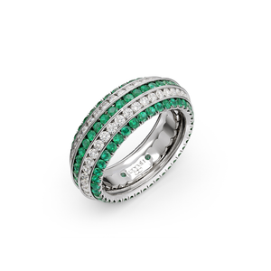 Five Senses Echo Emeralds Wedding Ring