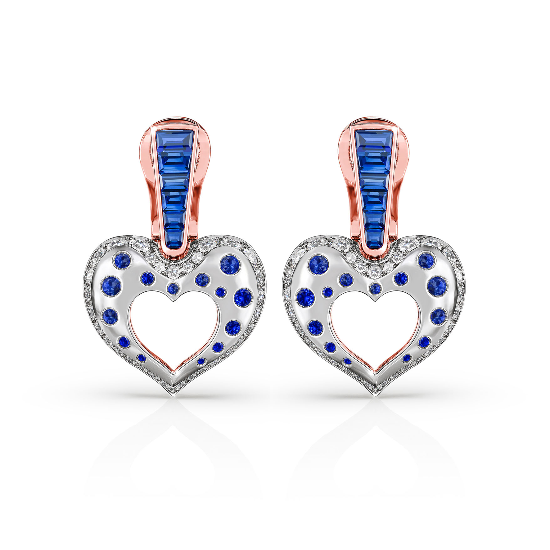 Ladybird Blue Sapphires Baguette Earrings