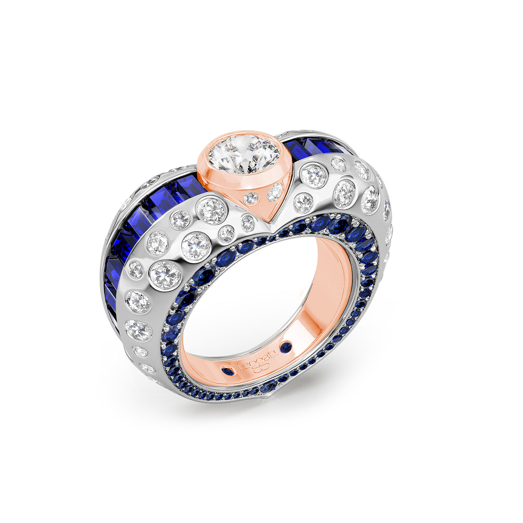 Ladybird Blue Sapphires Baguette Engagement Ring