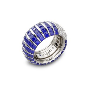 Princess Escape TripleCrown Blue Sapphires Wedding Ring