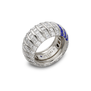 Princess Escape TripleCrown Blue Sapphires Wedding Ring