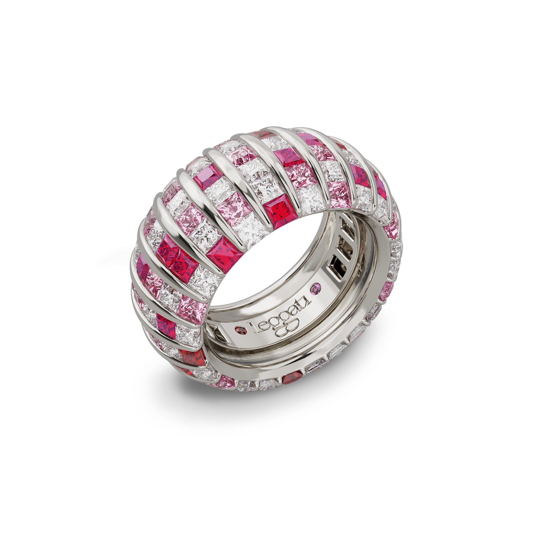 Princess Escape DuoGems Pink Sapphires Wedding Ring