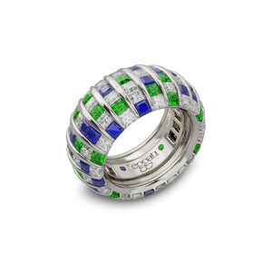 Princess Escape DuoGems Blue Sapphires Wedding Ring