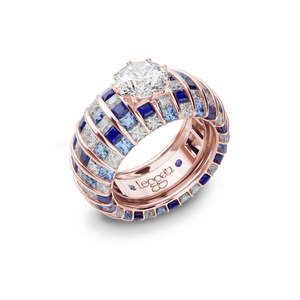 Princess Escape DuoGems Light Blue Sapphires Engagement Ring