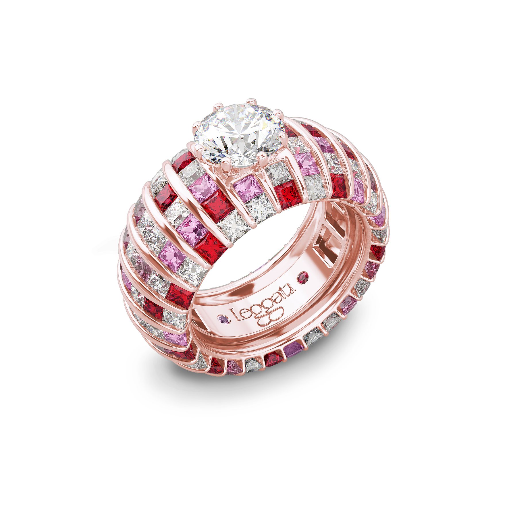 Princess Escape DuoGem Pink Sapphires Engagement Ring