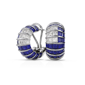 Princess Escape TripleCrown Blue Sapphires Earrings