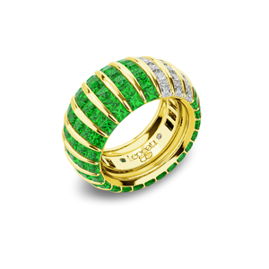 Princess Escape TripleCrown Tsavorites Wedding Ring