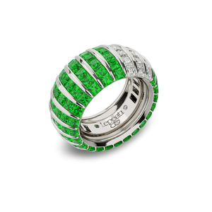 Princess Escape TripleCrown Tsavorites Wedding Ring